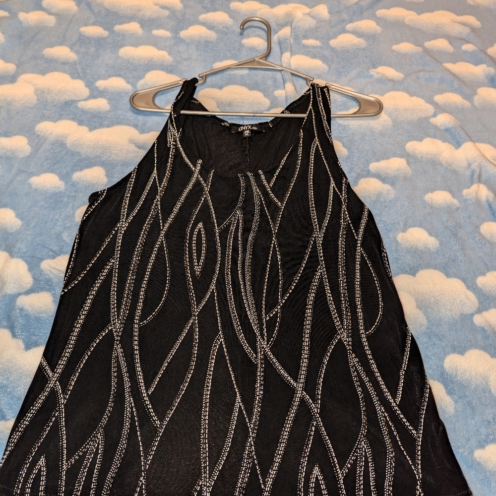 Onyx Nite glittery tank top XL Black Shimmering